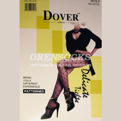 КОЛГОТКИ КАПРОНОВЫЕ 40DEN ЧЕРНЫЕ В ЗВЕЗДОЧКИ ОТЛИЧНОГО КАЧЕСТВА DOVER 8118