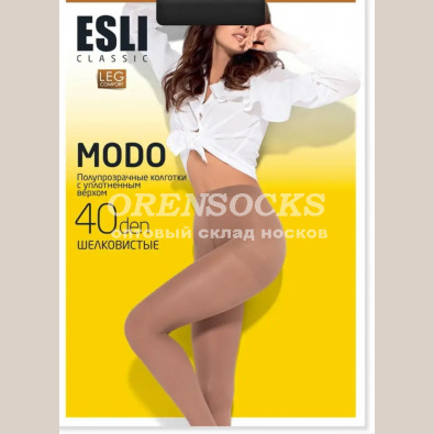 ESLI 40 DEN MODO CLASSIC 8С-38СПЕ ШЕЛКОВИСТЫЕ КОЛГОТКИ С УПЛОТНЕННЫМ ВЕРХОМ NERO (ЧЕРНЫЙ)