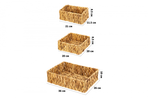 БЫЛО 2053 руб! Набор 3 плетеных корзин 36*26*10 см