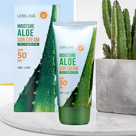 Lebelage Солнцезащитный крем для лица с экстрактом алоэ / Moisture Aloe Sun Cream SPF50+PA+, 70 мл