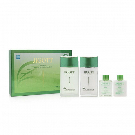 Jigott Набор по уходу за мужской кожей / Well-Being Green Tea Homme Skin Care 2 Set, 150 мл*2, 30 мл*2