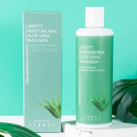 Jigott Увлажняющая эмульсия с экстрактом алоэ / Moisture Real Aloe Vera Emulsion, 300 мл