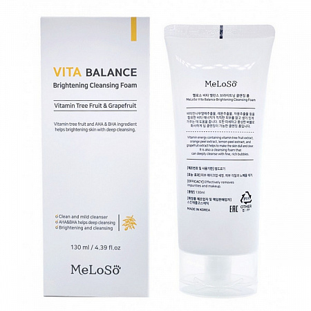 MeLoSo Очищающая пенка для лица с витаминами / Vita Balance Brightening Cleansing Gel Foam, 130 мл