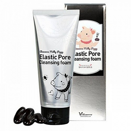 Elizavecca Пенка с древесным углем для очищения и сужения пор / Milky Piggy Elastic Pore Cleansing Foam, 120 мл