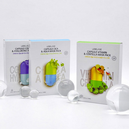 Lebelage Тканевая маска для лица c центеллой и аква-компонентами / Capsule Cica & Aqua Mask Pack, 25 мл