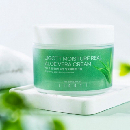 Jigott Крем для лица с экстрактом алоэ / Moisture Real Aloe Vera Cream, 150 мл