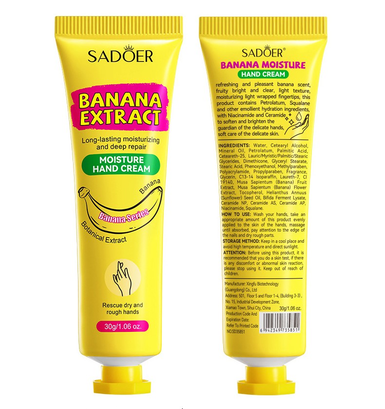 Крем для рук с бананом Sadoer Banana Extract, 30 гр.