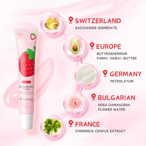 Маска для губ с клубникой увлажняющая Laikou Strawberry Lip Mask, 18 гр.