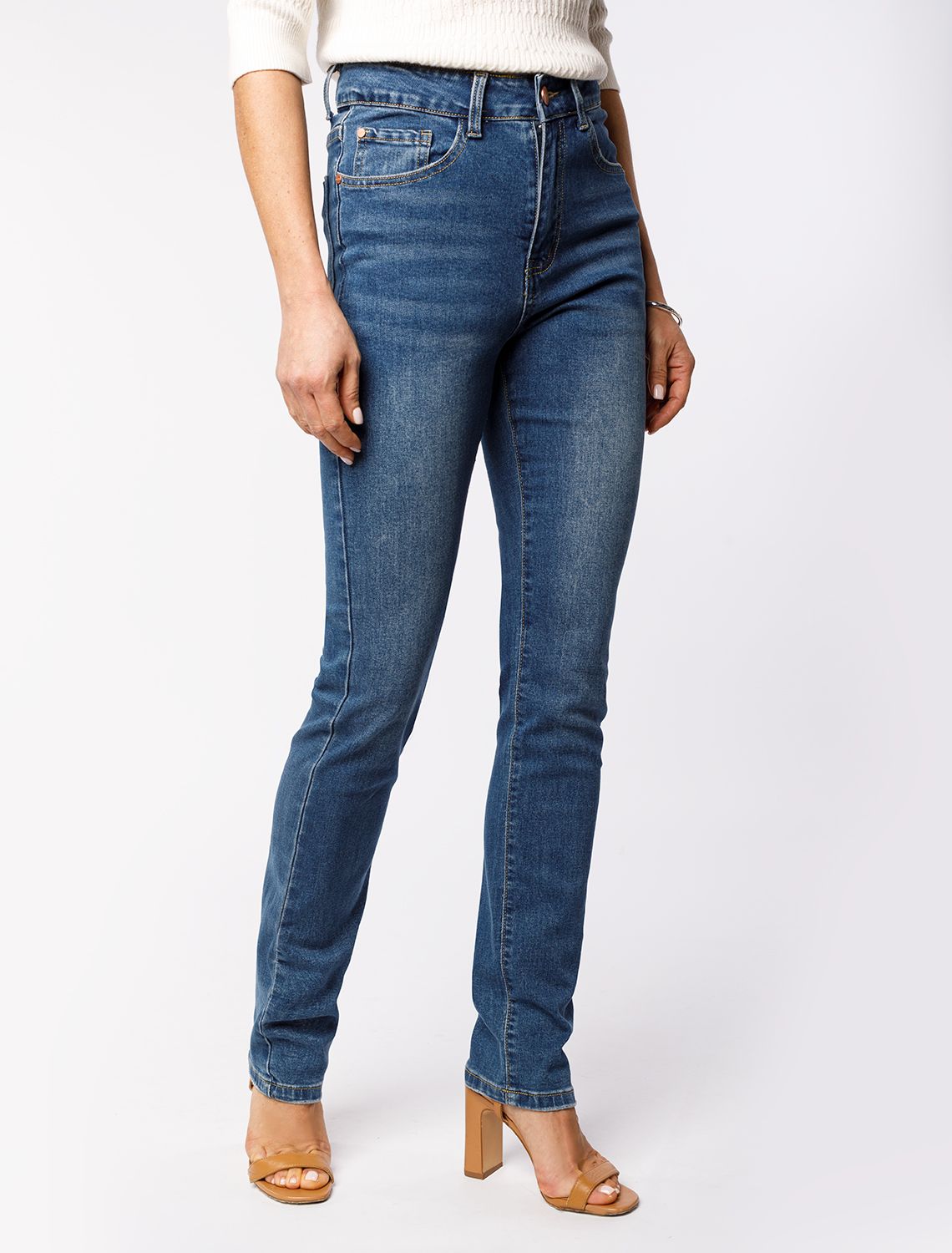 Удлиненные прямые джинсы из эластичного денима