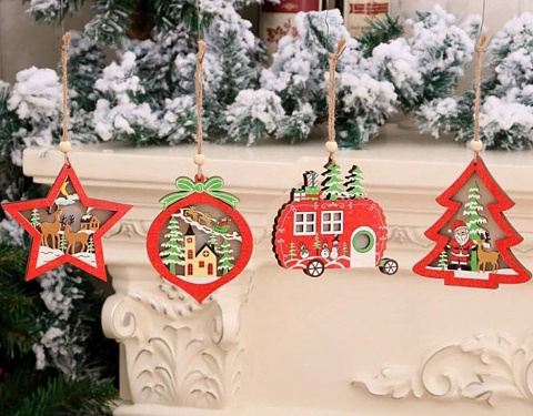 Светящиеся новогодние игрушки в ассорт.