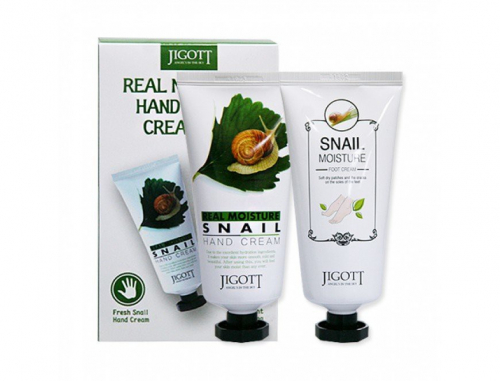 Jigott/ Набор кремов для рук и ног с муцином улитки Real Moisture Hand & Foot Cream Set (100 мл.+100 мл)