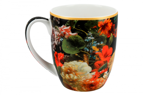 Кружка, 400 мл, фарфор F, черная, Маки, Baroque flowers, 62361