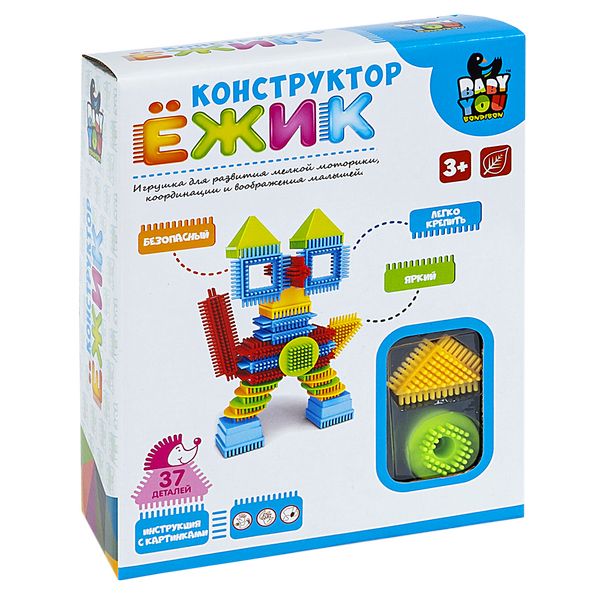 839 р. 1292 р. Конструктор пластм. Ёжик Bondibon, кот, 37 дет., BOX, арт. Y22686055