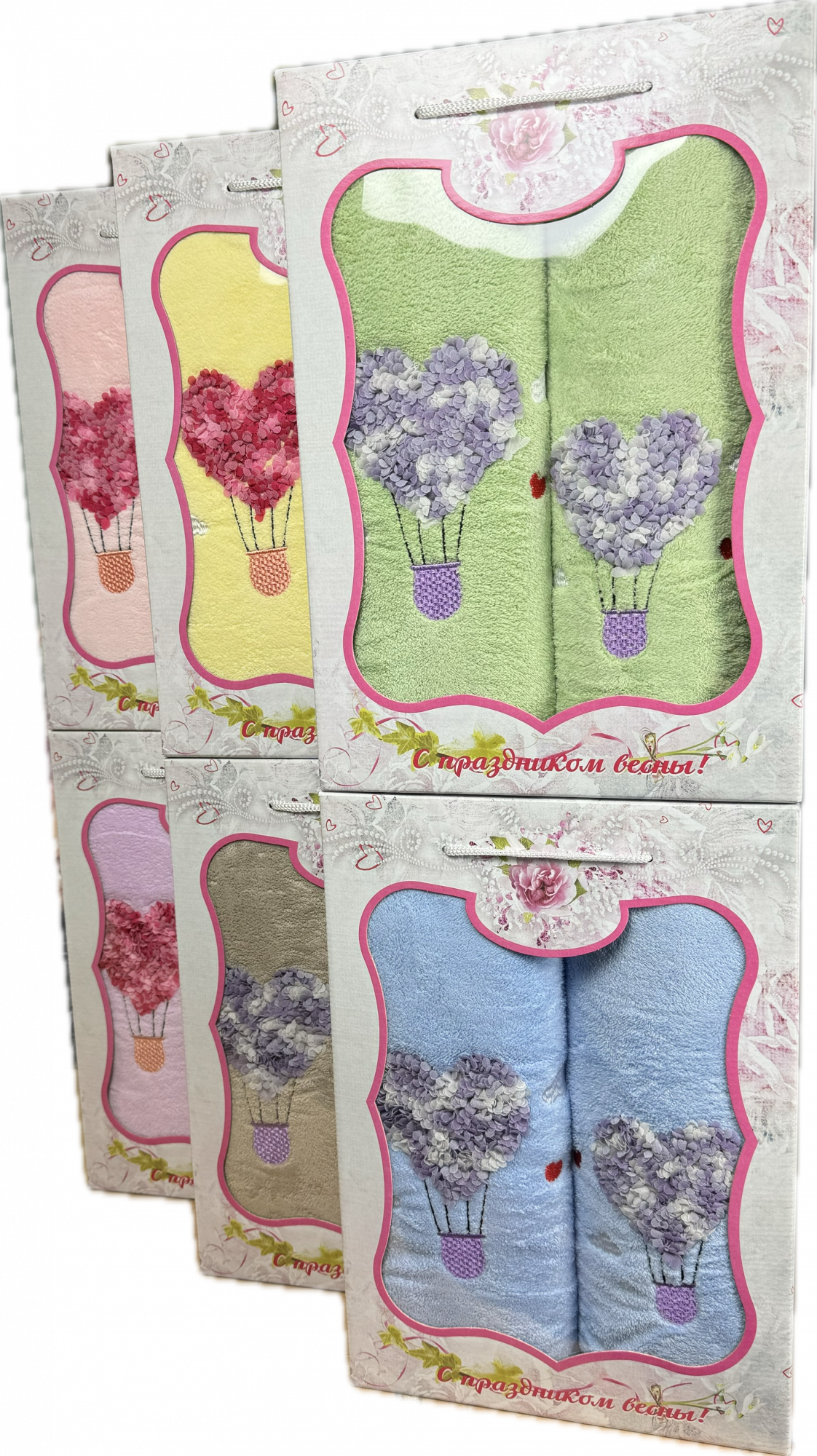 Набор полотенец микрофибра ВОЗДУШНЫЙ ШАР СЕРДЦЕ 2 пр р-р 70х140 и 50х90