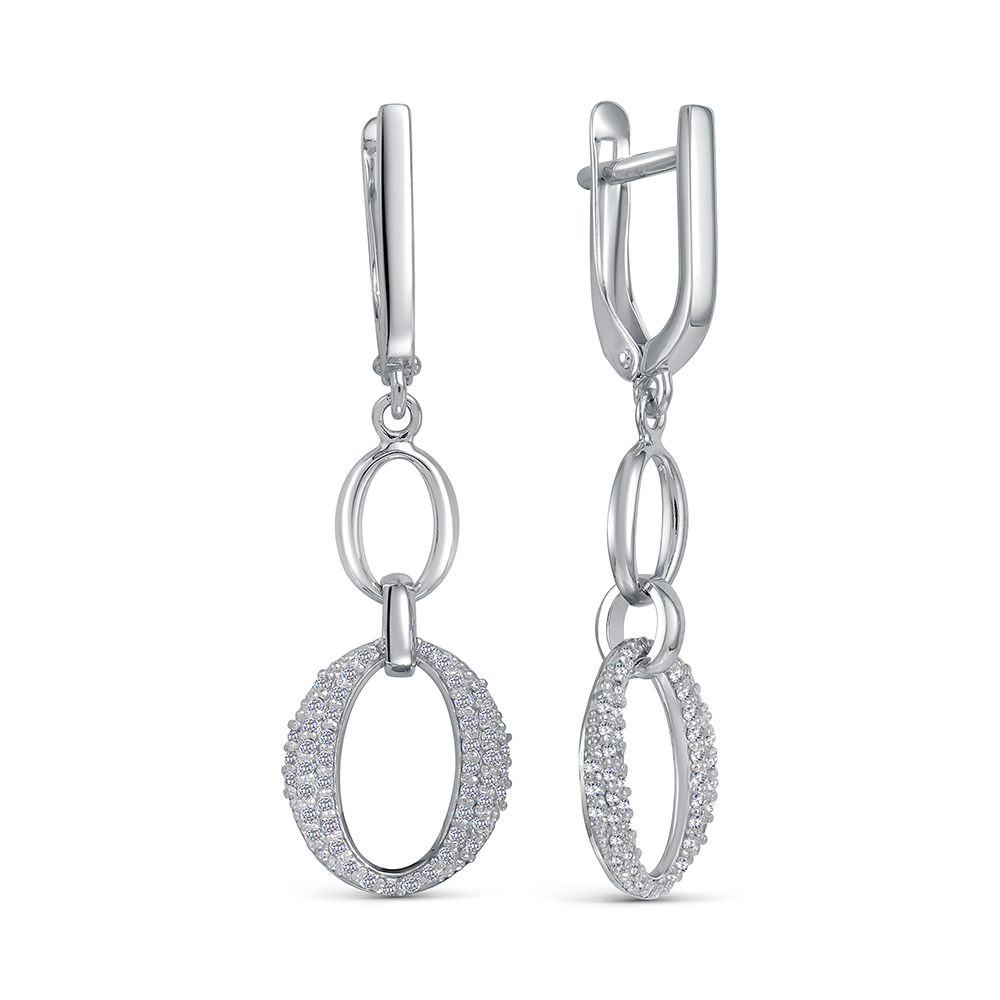 11-1040 Серьги с фианитом родированные серебро 925*