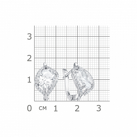 11-0652 Серьги с фианитом родированные серебро 925*