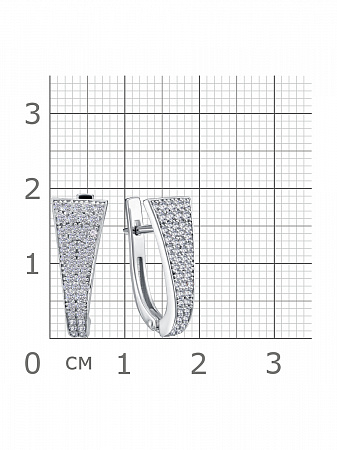 11-1670 Серьги с фианитом родированные серебро 925*