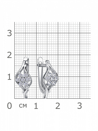 11-0678 Серьги с фианитом родированные серебро 925*