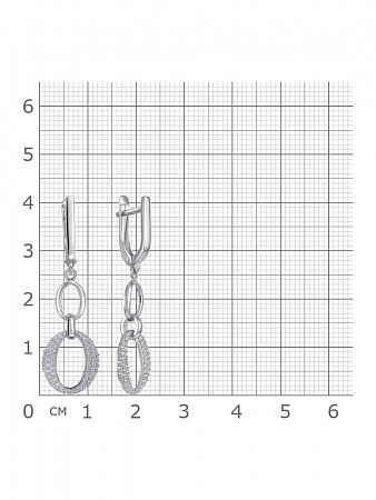 11-1040 Серьги с фианитом родированные серебро 925*