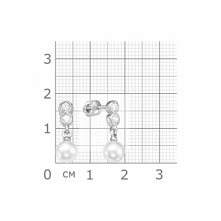 12-0299 Серьги с иск.жемчугом родированные серебро 925*
