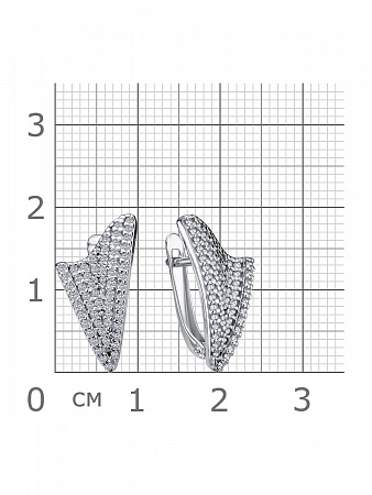 11-0819 Серьги с фианитом родированные серебро 925*