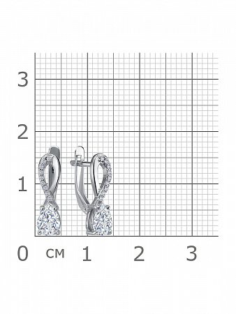 11-0339 Серьги с фианитом родированные серебро 925*