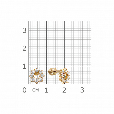 42-0178 Серьги с фианитом позолоченные серебро 925*