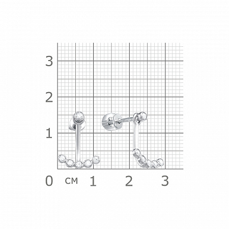 12-0188 Серьги с фианитом родированные серебро 925*