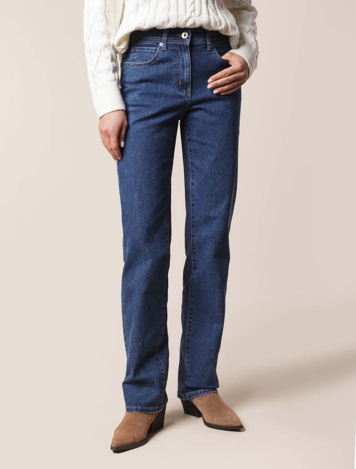 Прямые джинсы из эластичного денима D54.066 синий