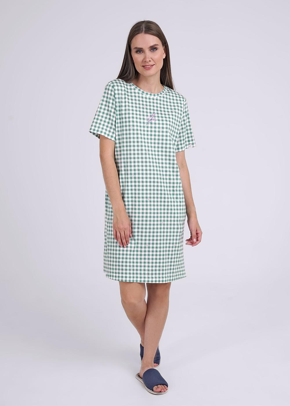 CLE LDR14-968/2 Платье женское для дома LDR14-968/2 молочный/св.зелёный