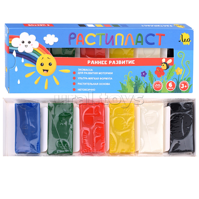 Пластилин растительный 6цв. 120г.