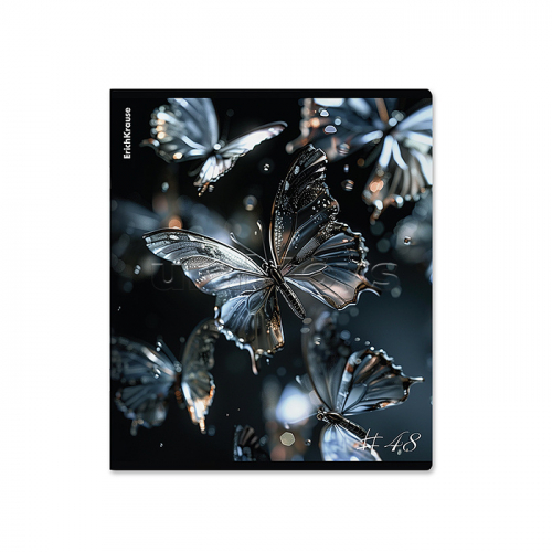 Тетрадь общая ученическая  Glass Butterflies, 48 листов, клетка, матовая ламинация+выборочный УФ-лак_MIX-PACK