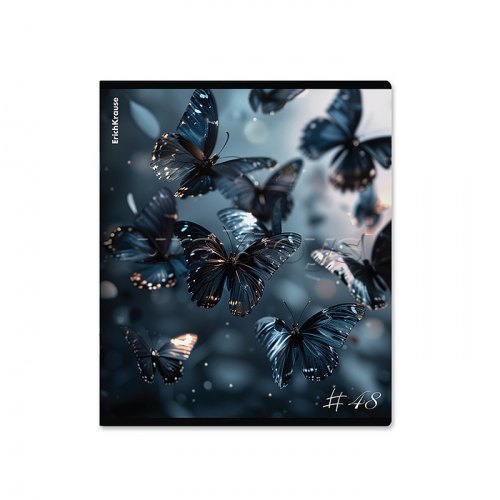 Тетрадь общая ученическая  Glass Butterflies, 48 листов, клетка, матовая ламинация+выборочный УФ-лак_MIX-PACK