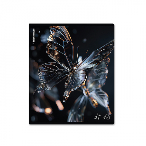 Тетрадь общая ученическая  Glass Butterflies, 48 листов, клетка, матовая ламинация+выборочный УФ-лак_MIX-PACK
