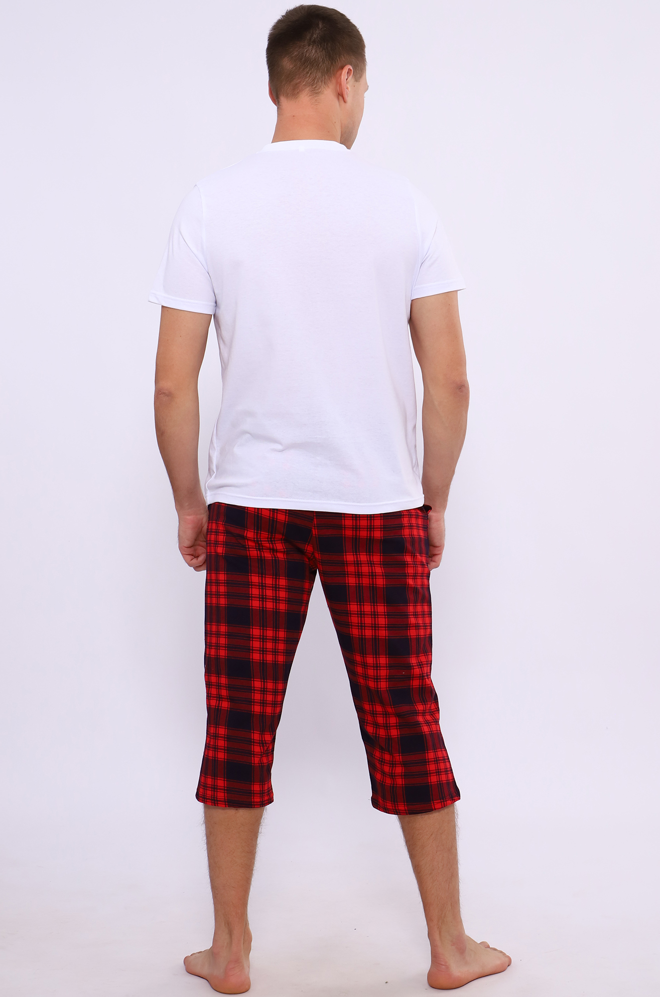 Шорты-бермуды мужские (клетка красная)
