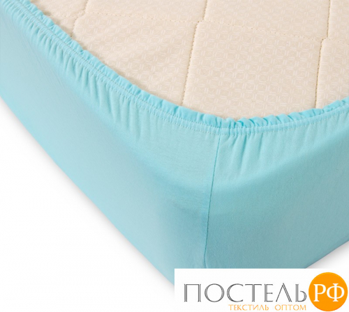 Р510Тбир Бирюза  простыня ТРИКОТАЖ 90*200*20 на резинке Р510Т 140гр Трикотажное полотно Текс-Дизайн