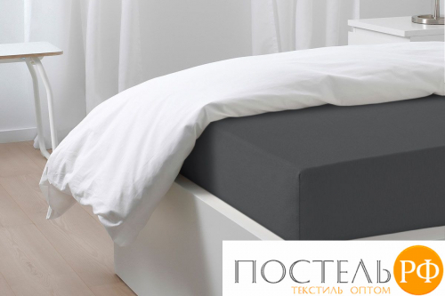 Простынь на резинке трикотажная 90x200x20 антрацит