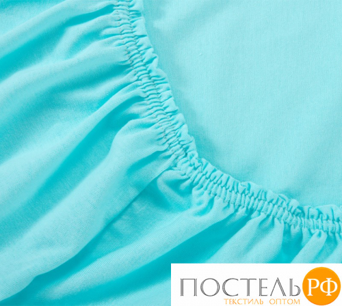 Р510Тбир Бирюза  простыня ТРИКОТАЖ 90*200*20 на резинке Р510Т 140гр Трикотажное полотно Текс-Дизайн