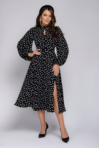 Платье 1001 DRESS #1071671Черный (принт горошек)