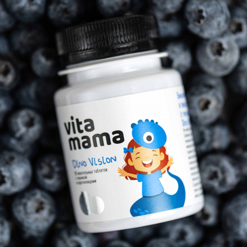 Dino Vision, жевательные таблетки с черникой - Vitamama