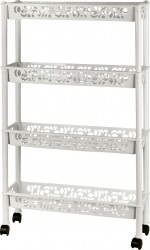Этажерка Light 4-х секц 58х18х93,5см на колесиках, прямоугольная, белое облако (уп.10)