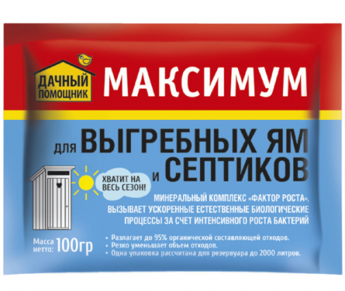 Дачный помощник МАКСИМУМ для септиков и выгребных ям 100г (36шт)
