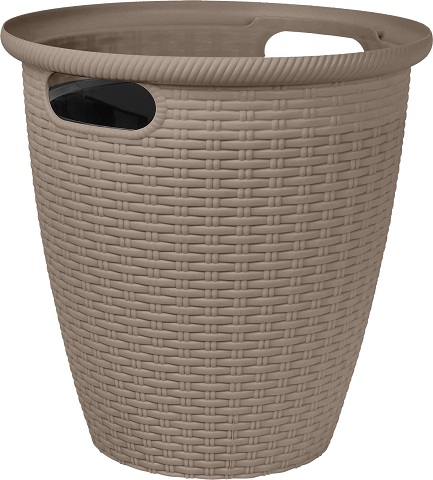 Кашпо напольное Rattan 30л D380мм с внутренним горшком 16л, французский платан (уп.4)