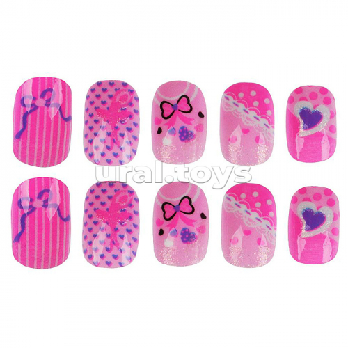 Косметика для девочек. Накладные ногти, Black pink Cool Star