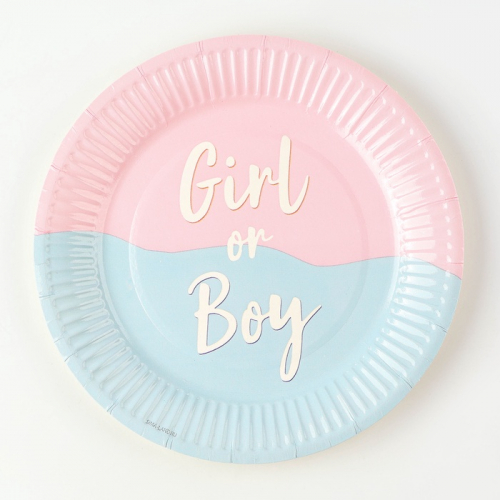 Тарелка одноразовая бумажная Girl or Boy, 18 см