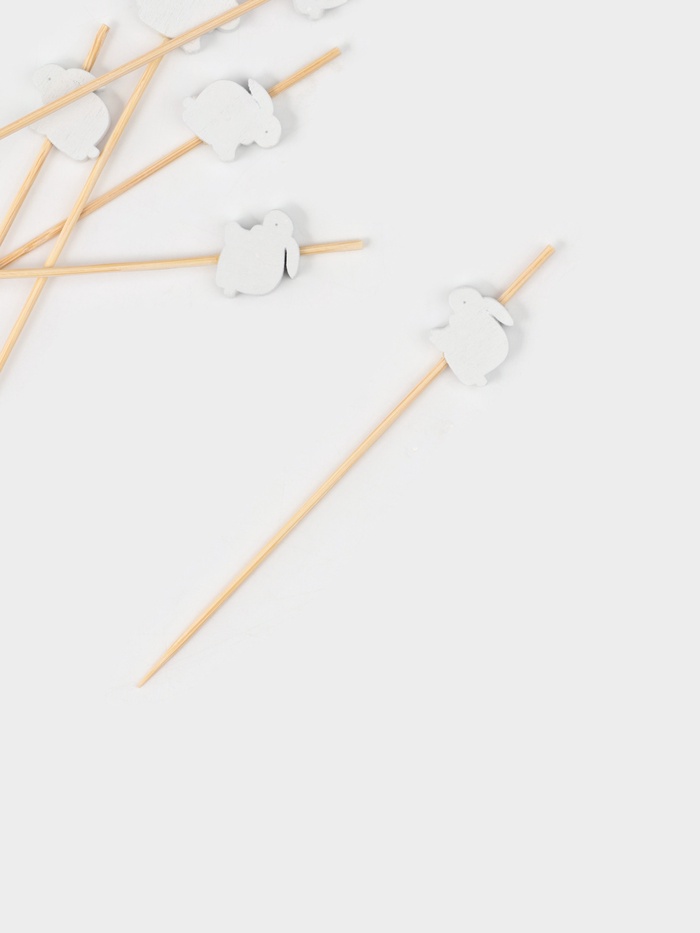 Шпажки Доляна «Пасхальные кролики», h=12 см, набор 25 шт., белая