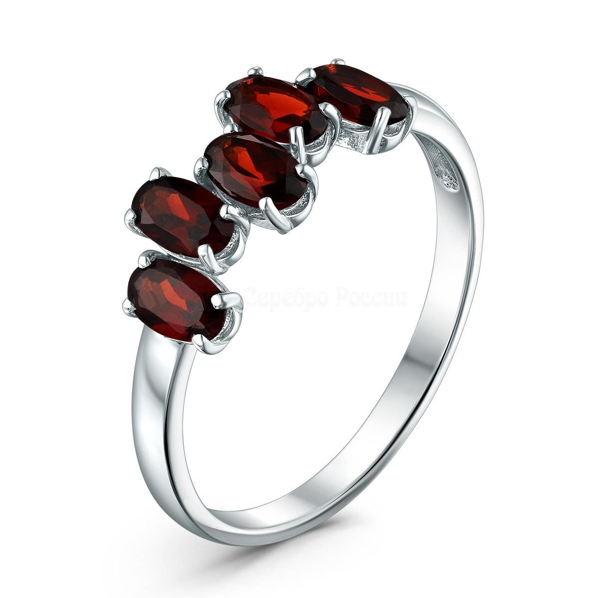 Серьги из серебра с гранатом родированные 925 пробы 4-2060-5-1р404