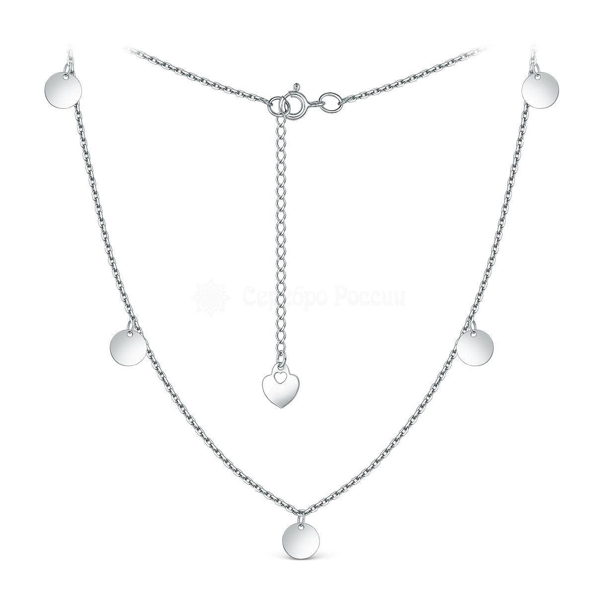 Браслет из серебра родированный - Круги, сердце 250-10-189р