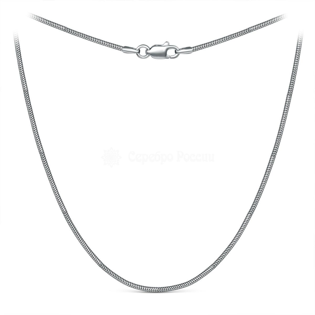 Цепь из серебра родированная - Снейк, 45 см 2108R120L45