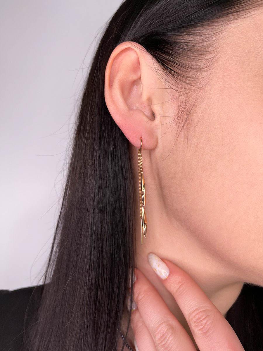 Серьги-продёвки из золочёного серебра 925 пробы п7-689з